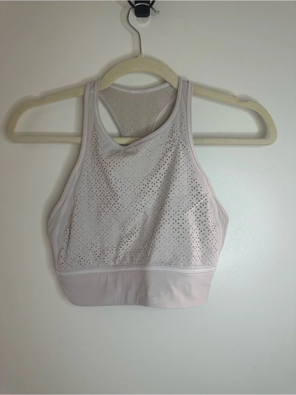 Off White Lululemon High-Neck Laser-Cut Bralette